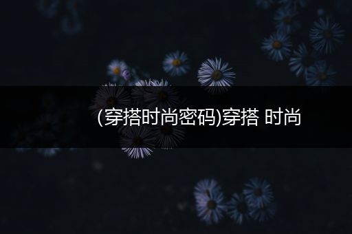 （穿搭时尚密码)穿搭 时尚