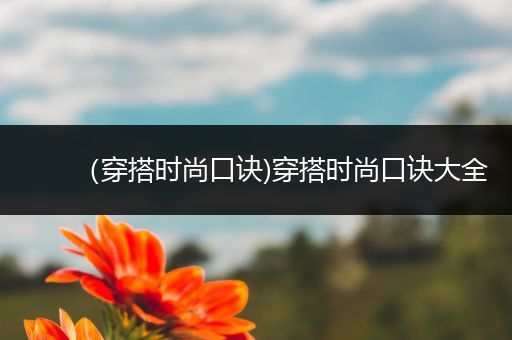 （穿搭时尚口诀)穿搭时尚口诀大全