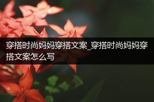 穿搭时尚妈妈穿搭文案_穿搭时尚妈妈穿搭文案怎么写