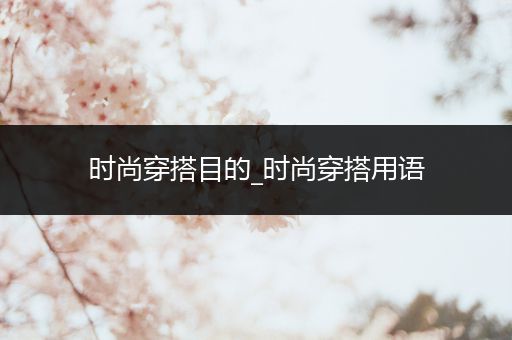 时尚穿搭目的_时尚穿搭用语