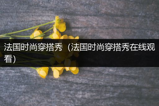 法国时尚穿搭秀（法国时尚穿搭秀在线观看）